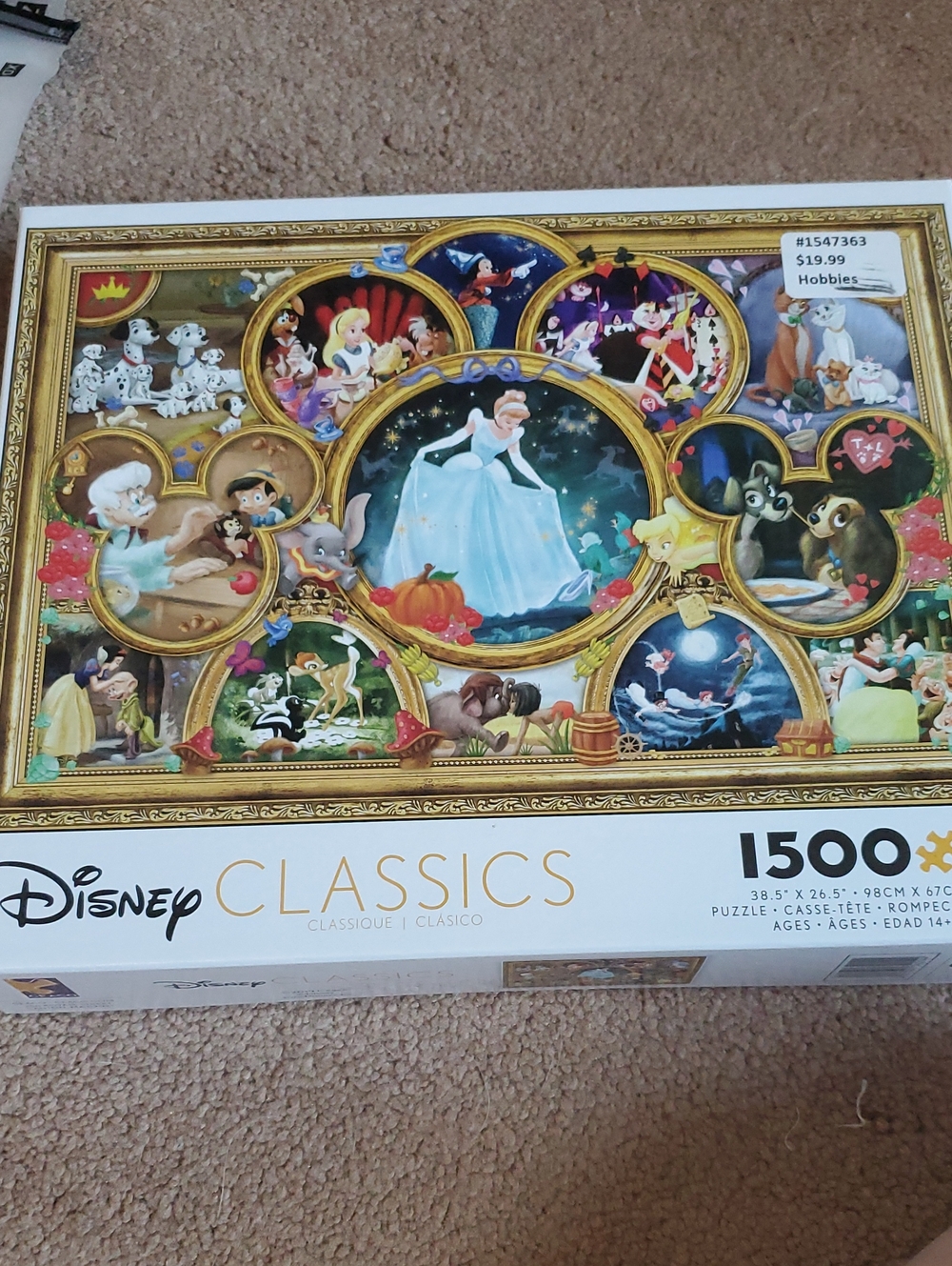 Disney Classics Framed Collage Puzzle - Gold, Blue, White, Red